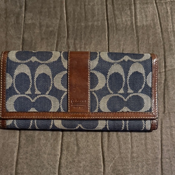 EUC-Coach Denim and Leather Signature Wallet - Picture 1 of 16